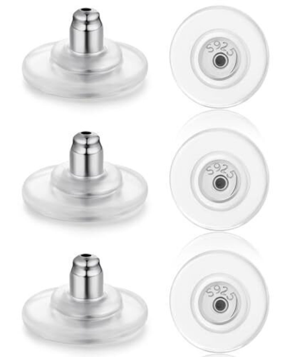 8625 6 PCS 18K White Gold Locking Earring Backs for Studs Droopy Ears Heavy